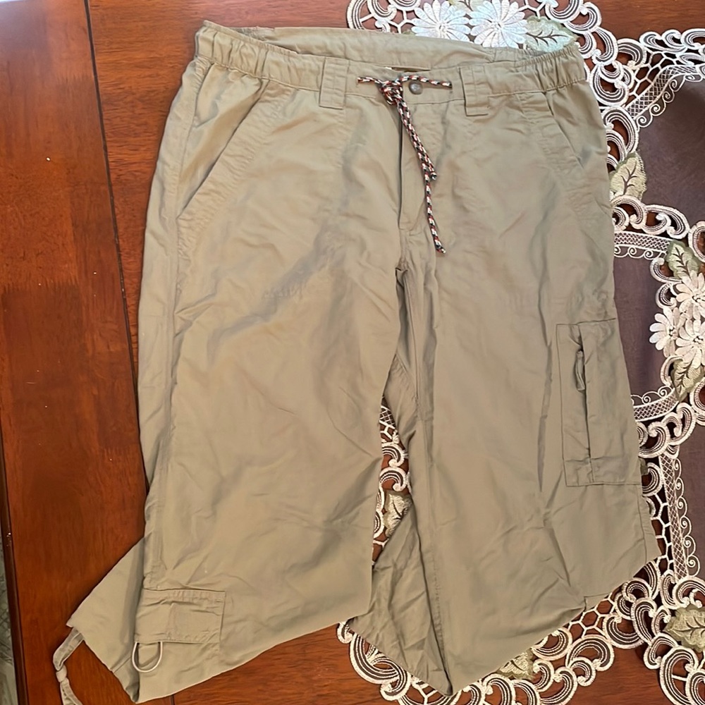 Bimini Bay Tan Summer Capri Cargo Hiking Pants Lightweight Breathable Pockets!